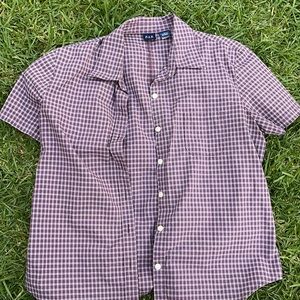 gingham patterned button up